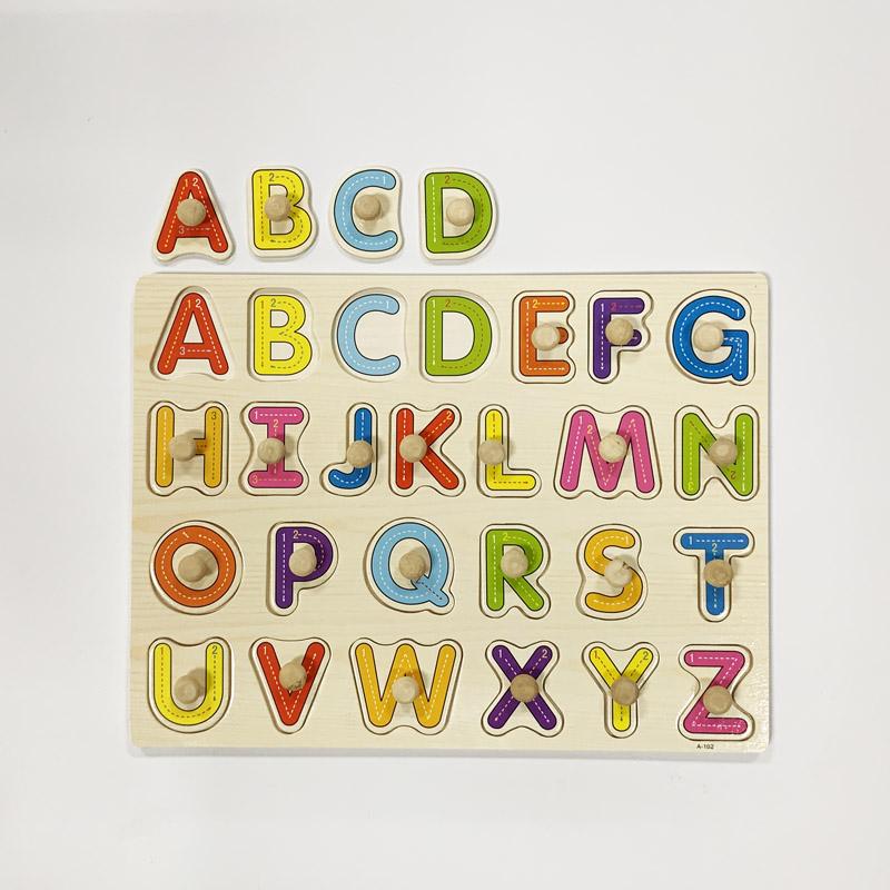 Big Size Baby Montessori Wooden Puzzle Hand Grab Board Set Educational Toys Infantil Cartoon Number Letter Math Puzzle Kids Gift