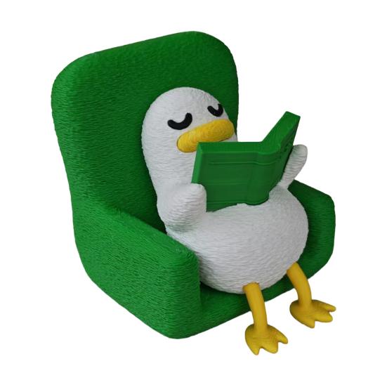 1/2Pcs Reading Book Lying Duck Figurine 3D Printed Holding Heart Sofa Duck Statue зелёный