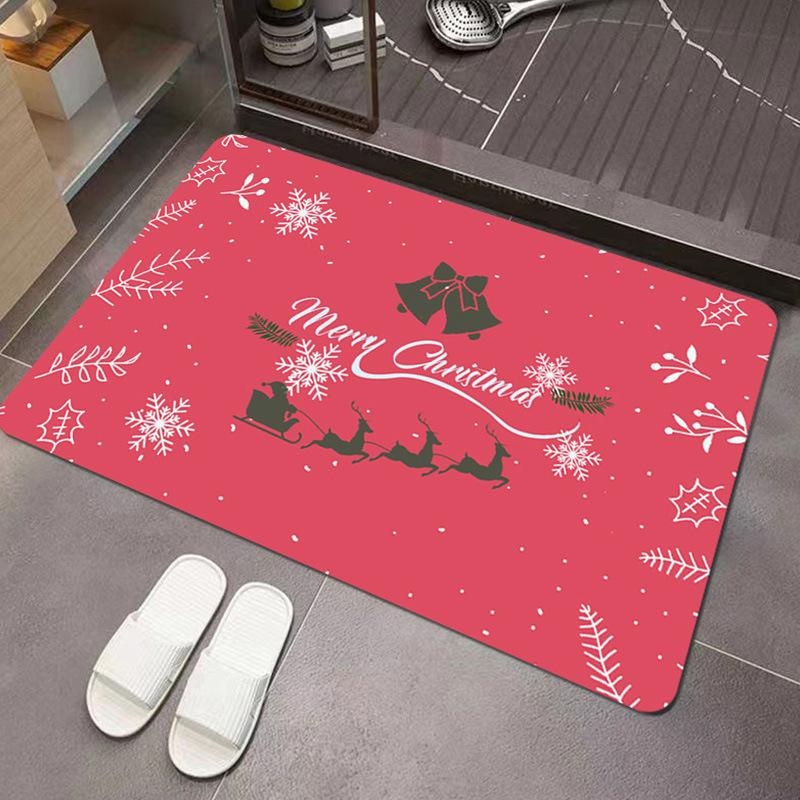 Christmas Festival Entrance To The Door Of The Diatom Mud Mat Waterproof Non-Slip Can Wipe Cartoon Home Mat