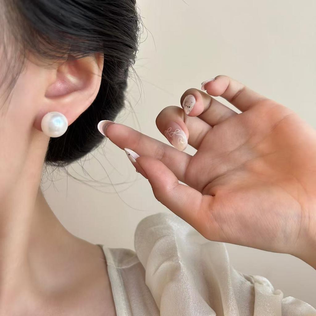 Super White Natal Red Pearl Stud Earrings, High-End Sense, Versatile Face, Thin Earrings For Women