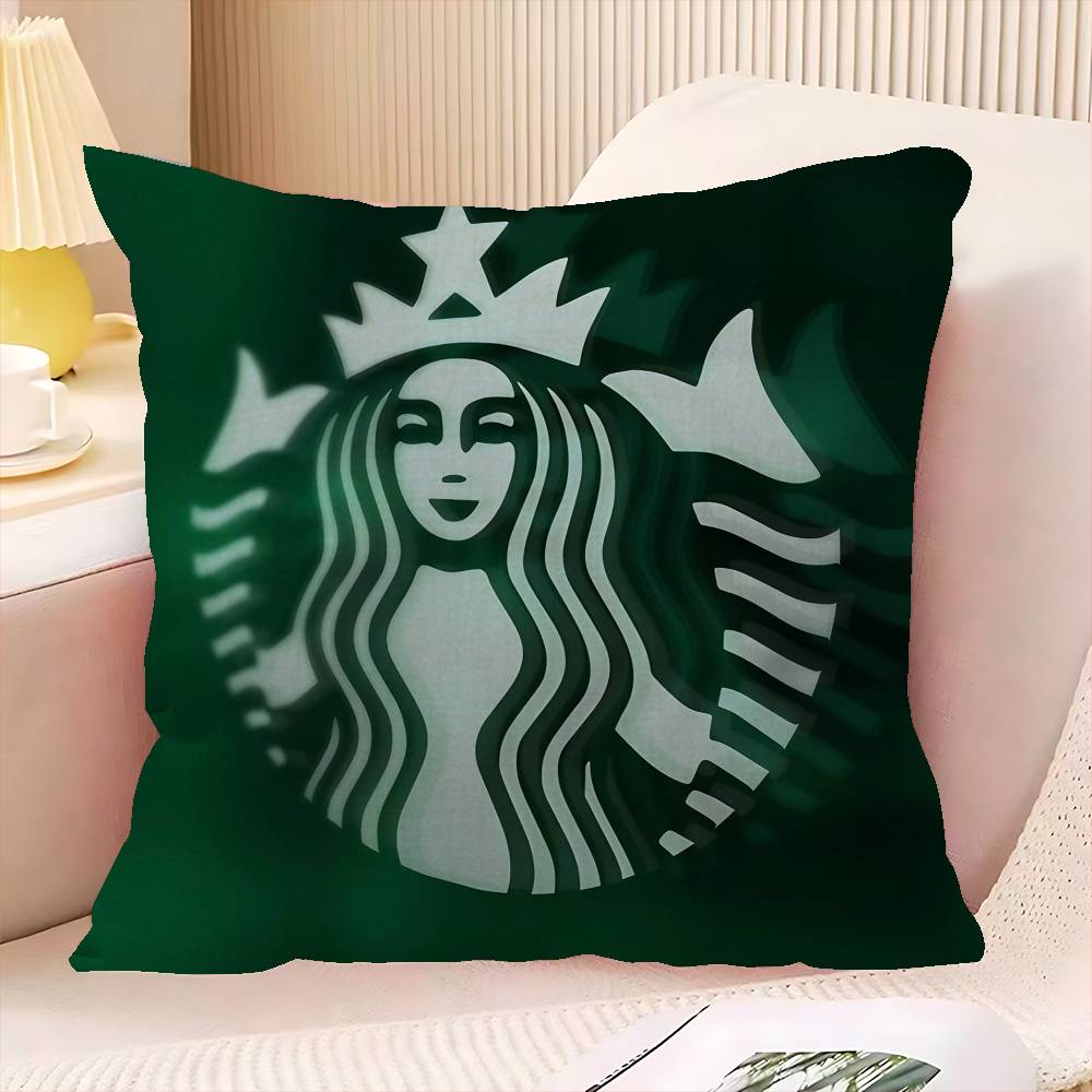 Cool S-Starbucks LOGO Cushion Cover Car Throw Pillow Case For Sofa Car Christmas Gift 40x40cm 45x45cm
