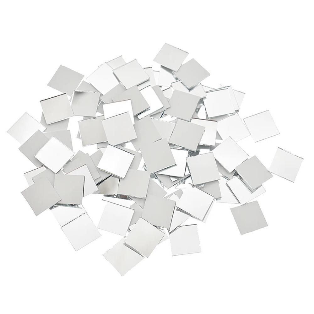 200PCS Multi Shape DIY Craft Mirror Stickers Acrylic Round Square Triangle Mirror Tiles Decals Adhesive Backing 2.5cm