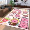 Cute Pink Cartoon Bear Pattern Carpet with Fruits and Dessert Style Suitable for use as an anti-slip for living room bedroom sofas