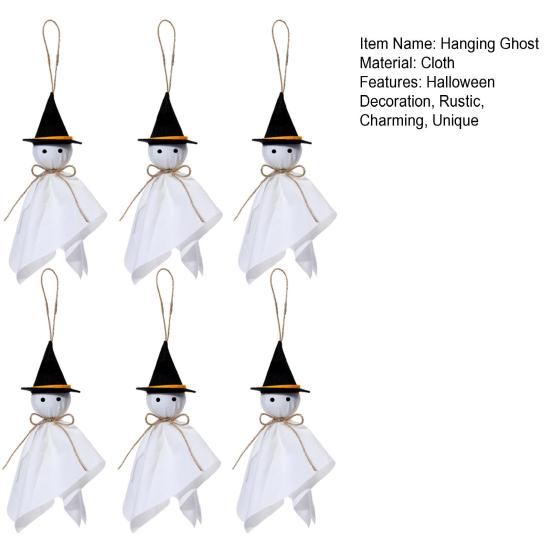 Halloween Ghost Hanging Decoration Small Flying Ghost Tree Ornament Rustic White Cloth Ghost for Haunted House Yard Tree Decor