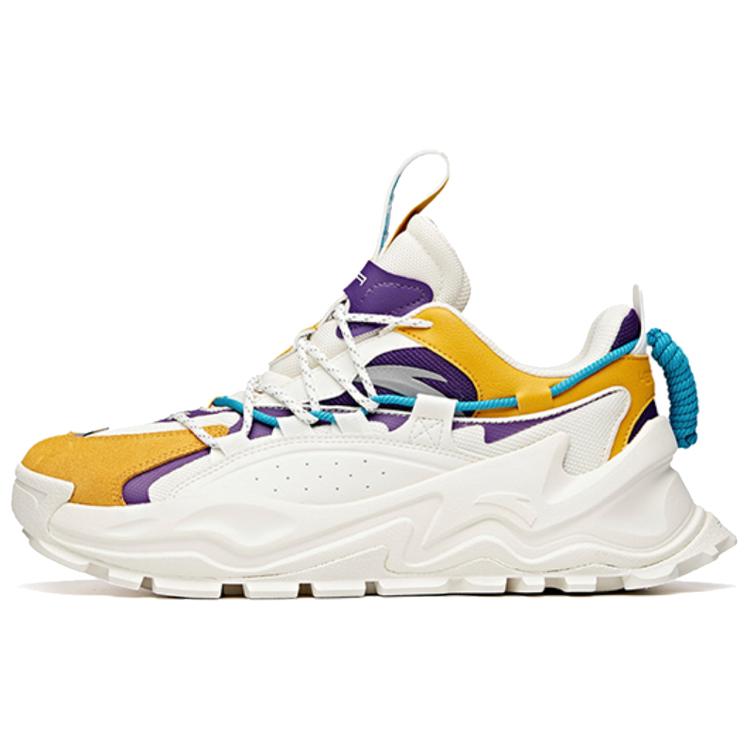 Anta Hot Comfortable Slip Resistant, Abrasion Resistant, Height Increasing Low top Chunky Sneakers Men's Yellow White 912038890-3