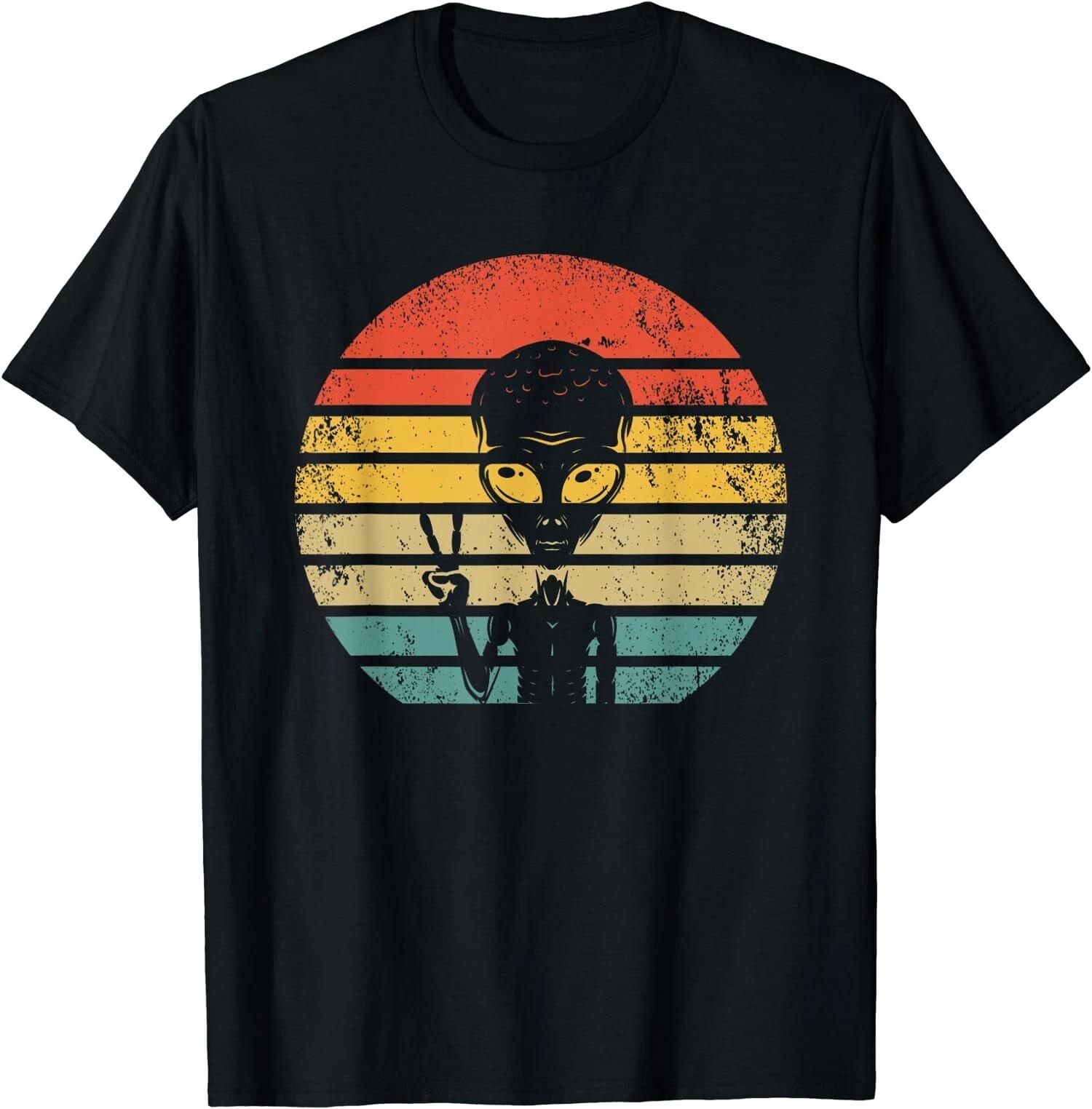 Vintage Extraterrestrial, Retro Alien UFO Space Ship T-Shirt L