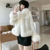 Imitation fox fur imitation fur jacket femininity new light and thin winter thickened cotton-padded coat