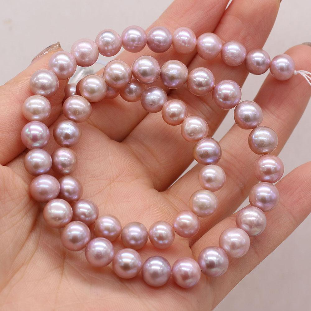 1String, Near Round Pearls, 8–9 mm, Natural Freshwater Pearl Beads, for DIY Necklaces, Bracelets, Anklets, Jewelry Making, 36cm