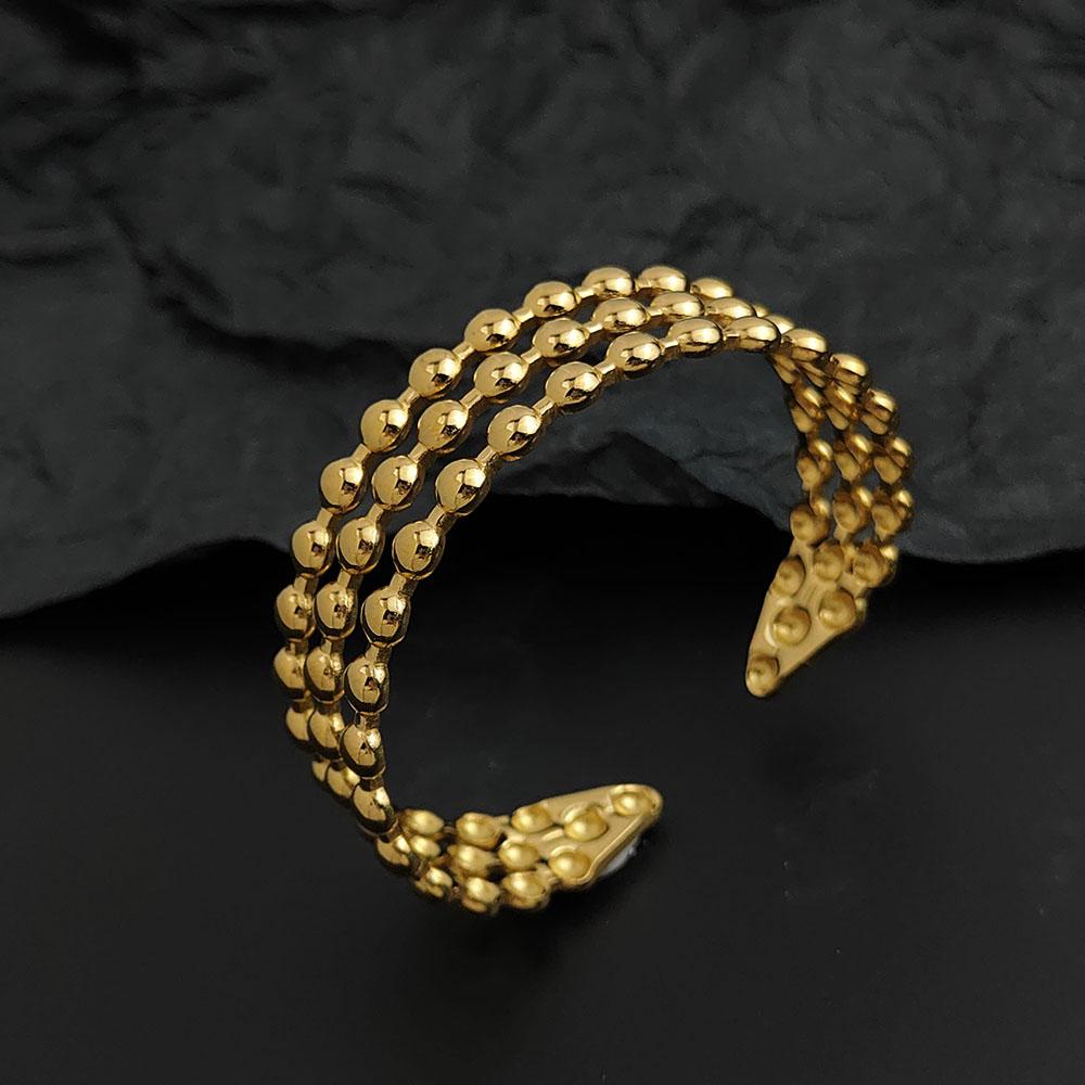 

Creative Three-layer Round Bead Gold-plated Stainless Steel Women s Bracelet Waterproof and Rust-free Couple Bracelet золотий