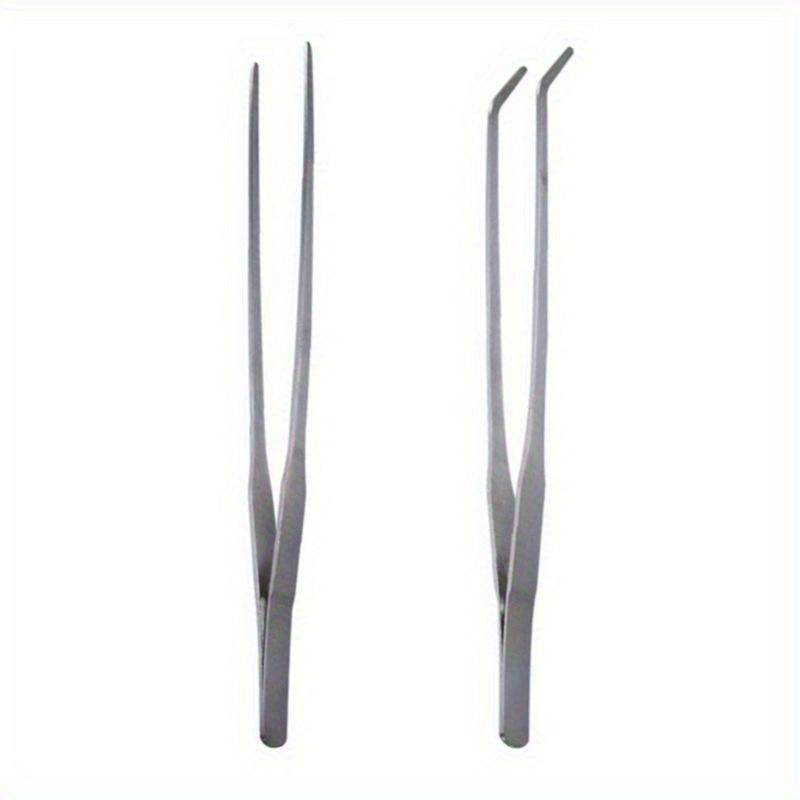 2PC Long Aquarium Tweezers Straight and Curved Tweezers Stainless Steel Reptile Feeding Tongs Terrarium Aquascape Feeder for Lizards Dragon Snake Tank