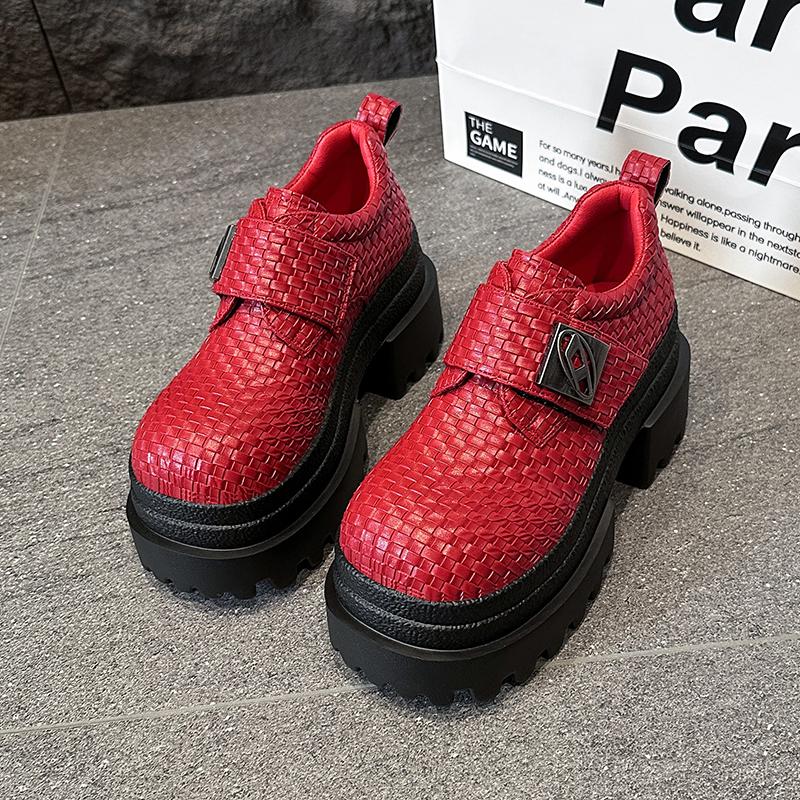 Fashion Designer 9CM High New Autumn Women Weave Leather Sneakers Pumps Platform Casual Shoes Thick Sole Walking Shoes Zapatos Mujer