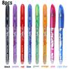 8 Pcs 0.5mm Erasable Pen Refill Set 8 Color Ink Gel Pen Rod Washable Handle School&Office Writing Stationery Gel Ink Pen