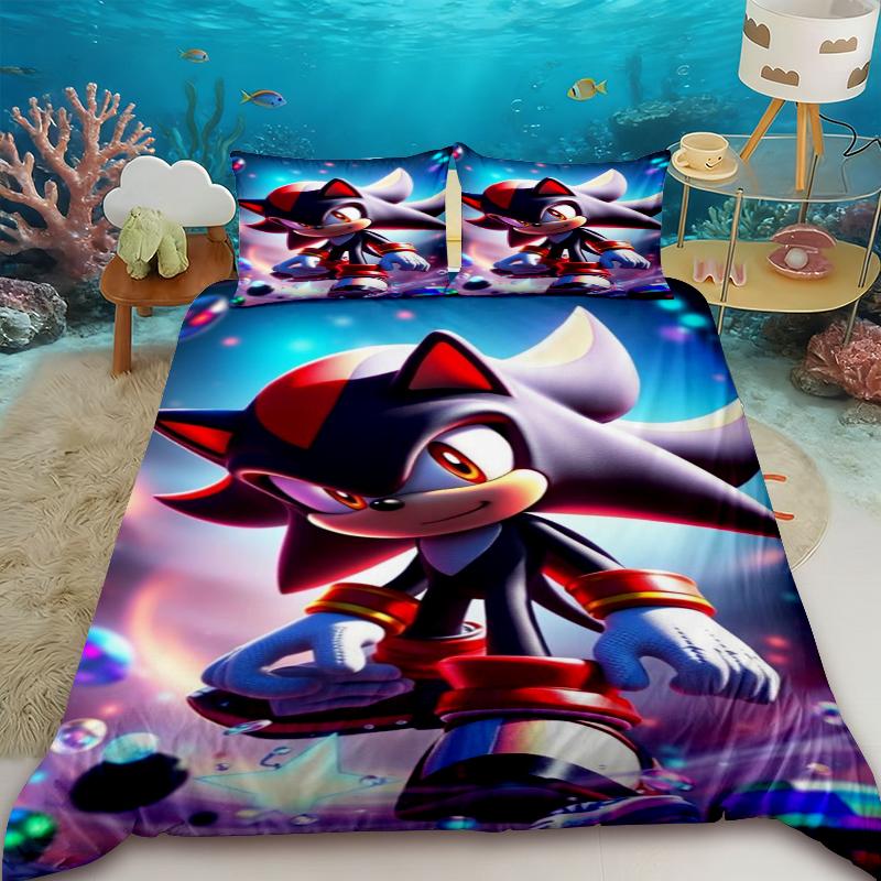 Duvet Cover Teens Sonic Hedgehog Cartoon Bedding Set Comforter Cover Bedroom Dormitory Decor Best Gifts