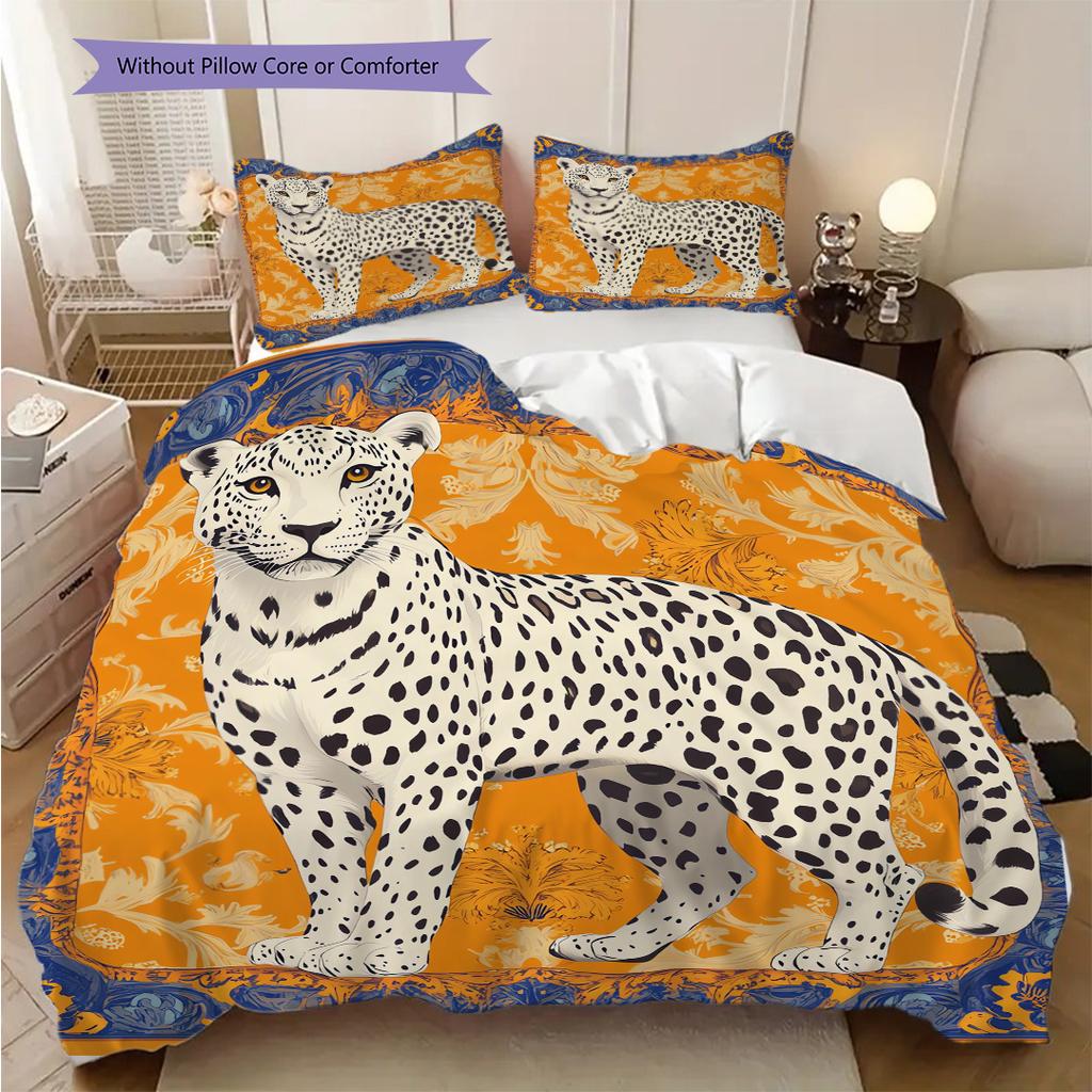 Leopard Sheep Pattern Bedding Quilt Set Quilt Cover Pillowcase Home Decoration Birthday Gift (1 * duvet cover + 2 * pillowcase, without core)