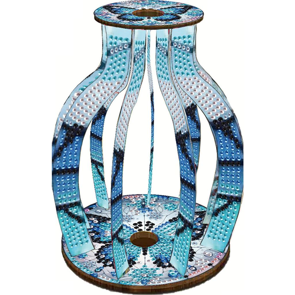 Acrylic Wood Animal Flower Diamond Mosaic Rhinestones Vase Diamond Painting Tabletop Vase Ornaments Kit for Home Office Decor