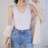 Modal Cotton V-Neck Lace Trim Ribbed Tank Top - Slim-Fit Versatile Camisole for Spring/Summer