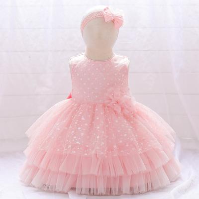 Princess Sequins Lace Bow 1-Year-Old Baby Girls Birthday Party Christening Dresses