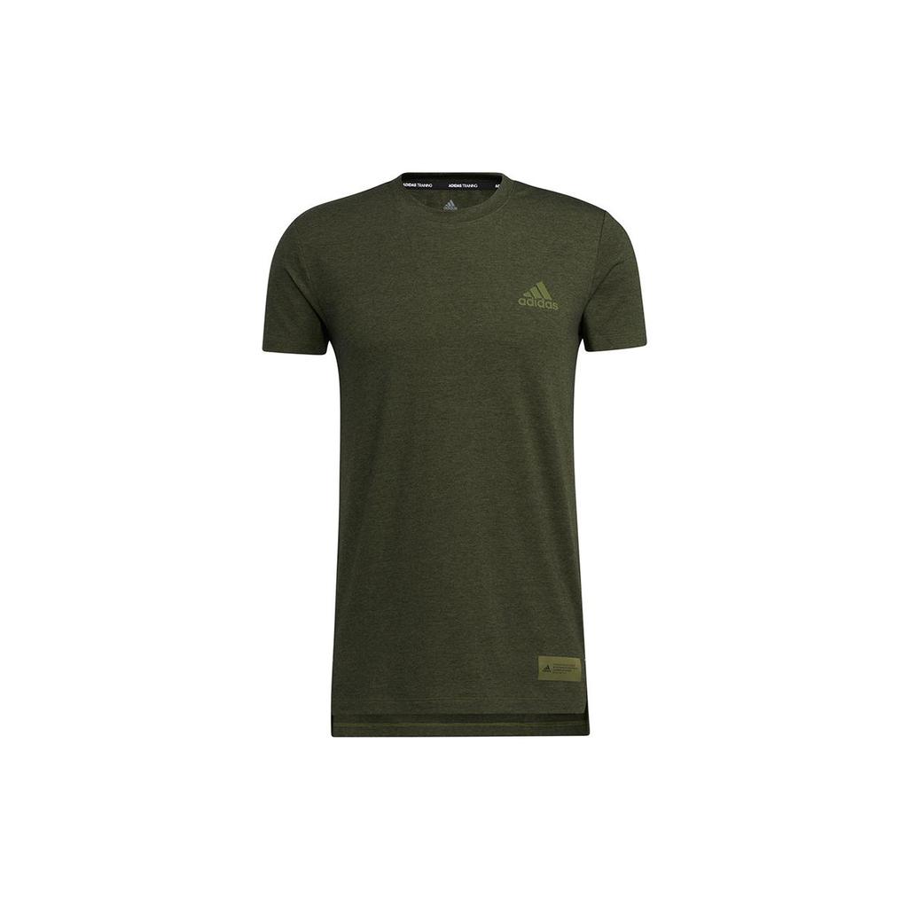 Adidas T Shirts Men's Green Crew Neck Moderate Straight Fit GM0628