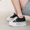 Thick-soled Inner Heightening Women's Lace Heightening Shoes, New Pearl Lace-up Board Shoes In Summer 2025, Breathable Tide