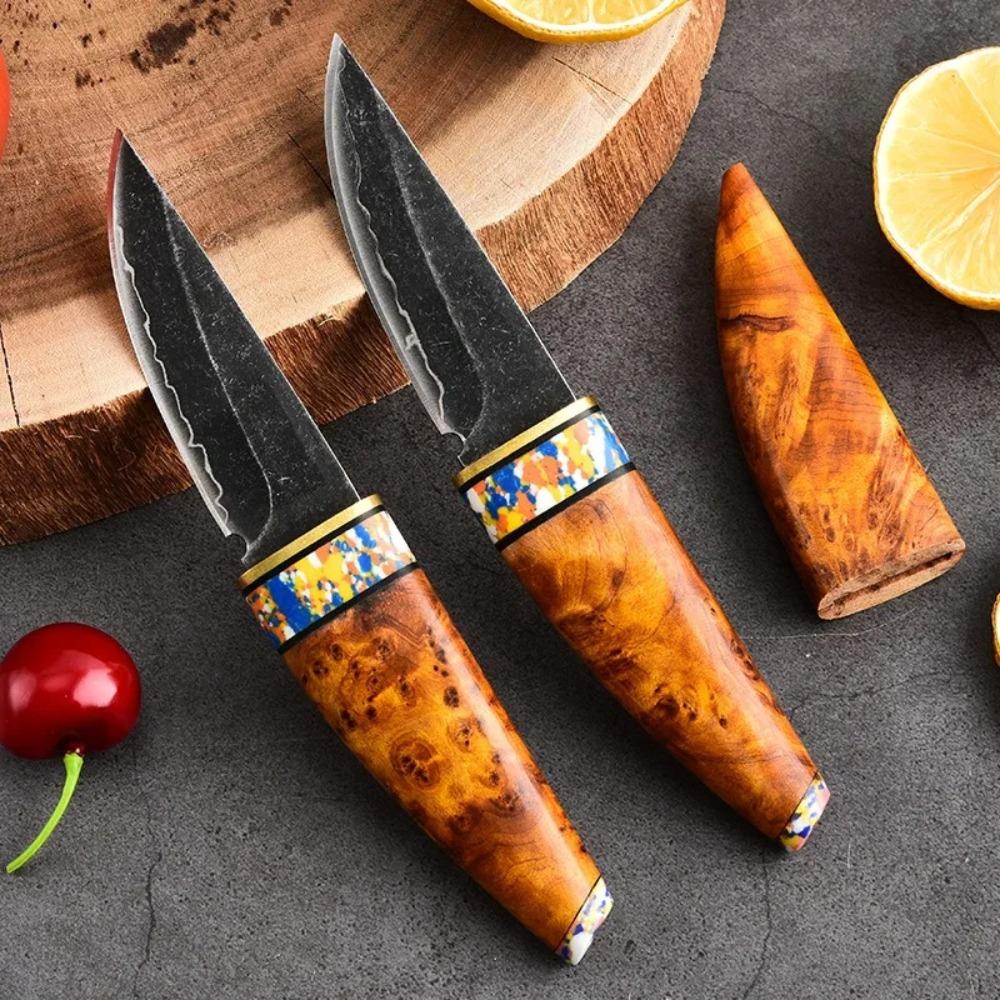 Cuchillo Mongol Multifuncional Característico, Tres Piezas de Acero Combinado, Forjado en Uno, Afilado, Fino y Compacto Regalo