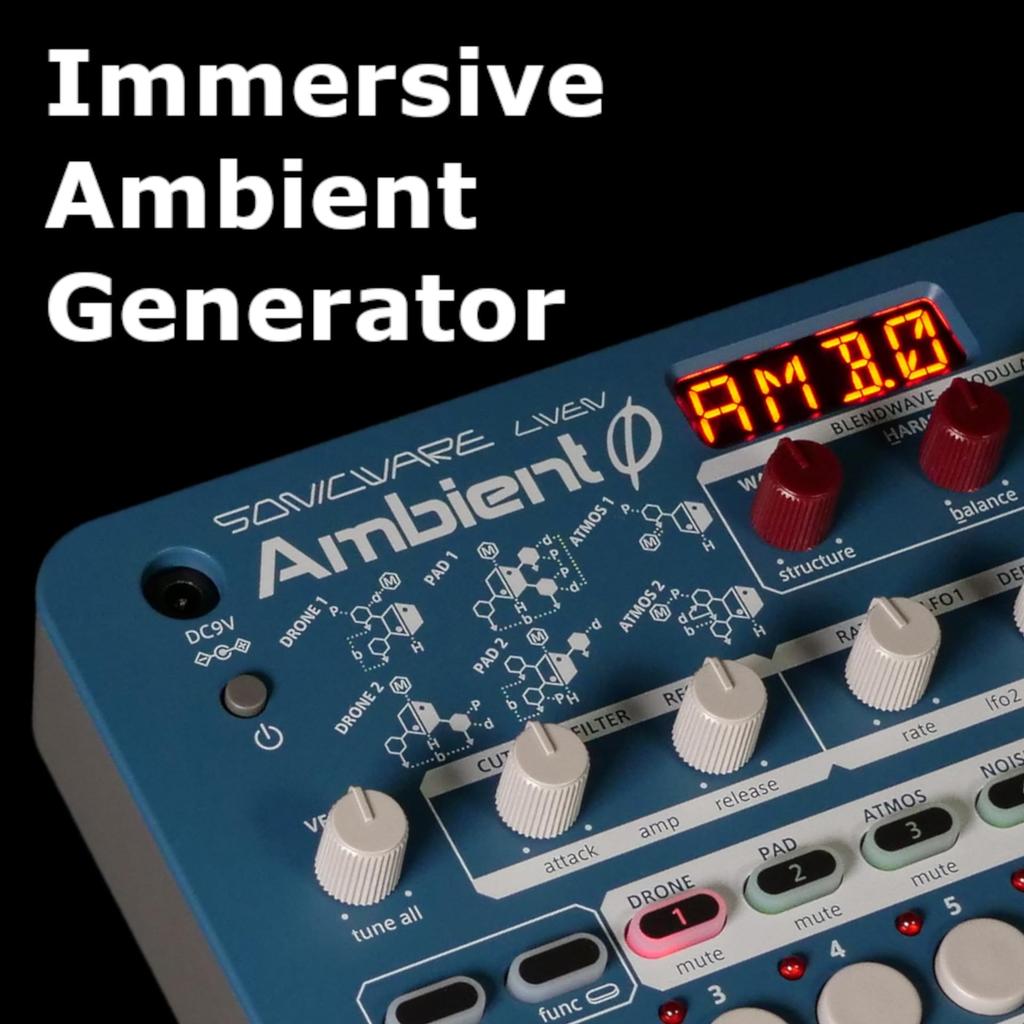 SONICWARE LIVEN Ambient An immersive ambient music generator with four layers of overlapping and shifting tones and with speakers Ø [Soundscape