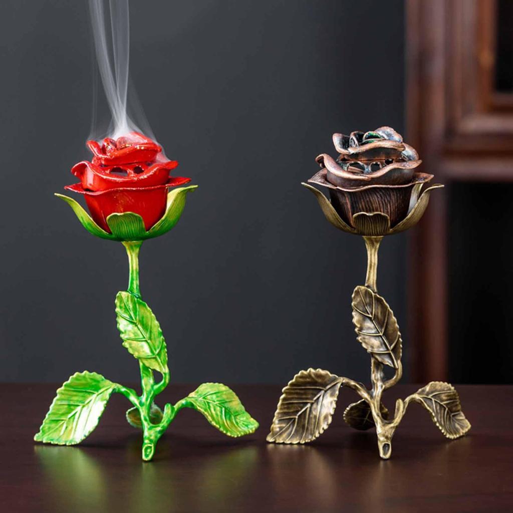 Rose Burner Ornament Handcrafted Sturdy Home Decor Statue Holder for Office Indoor Desktop Dining Room Yoga