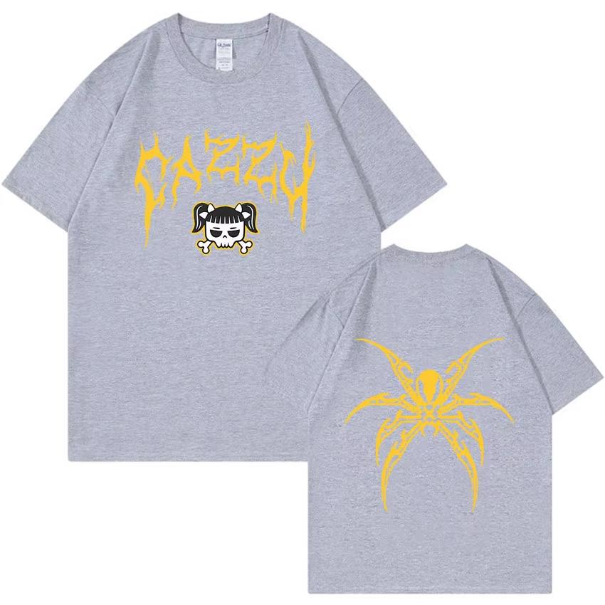 Cazzu Nena Trampa 2025 Doppelseitiger Druck T-Shirt Herren Damen Hip Hop T-Shirt Locker Baumwolle Kurzarm Übergroß Lässige T-Shirts