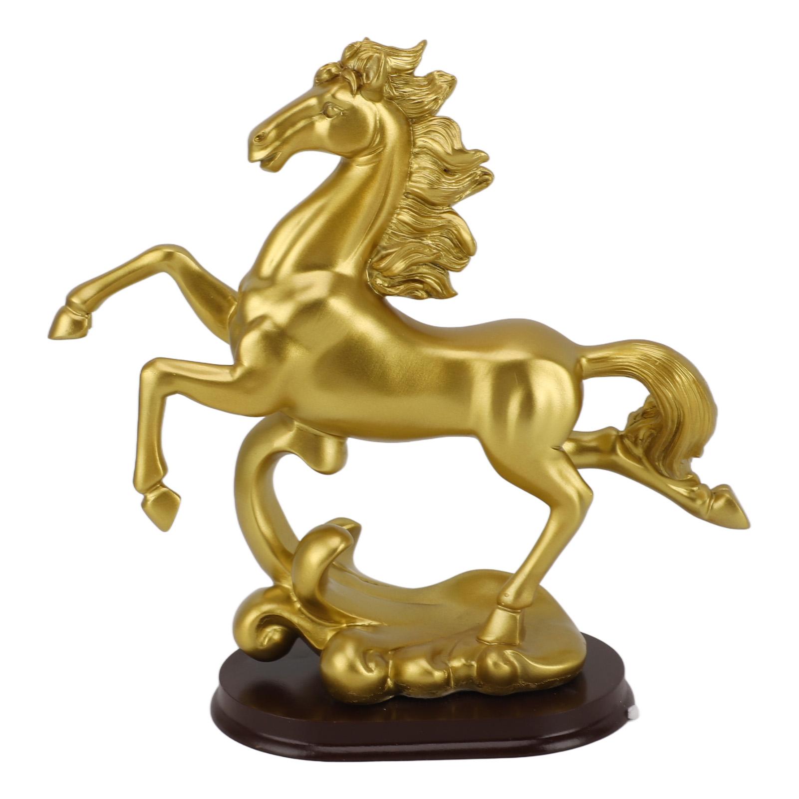 

Статуэтка лошади Золотая Синтетическая смола Уникальная Фигурка лошади для винного шкафа Офис Скачущая лошадь