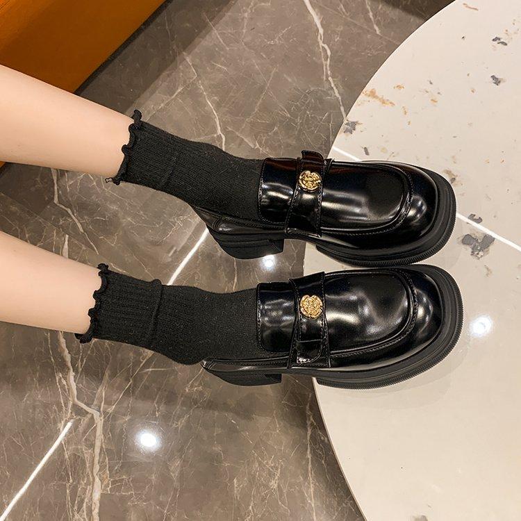 [Armano] Platform Sole One-pedal Loafers Women's 2025 Spring New Retro Small Leather Shoes British Style Single Shoes