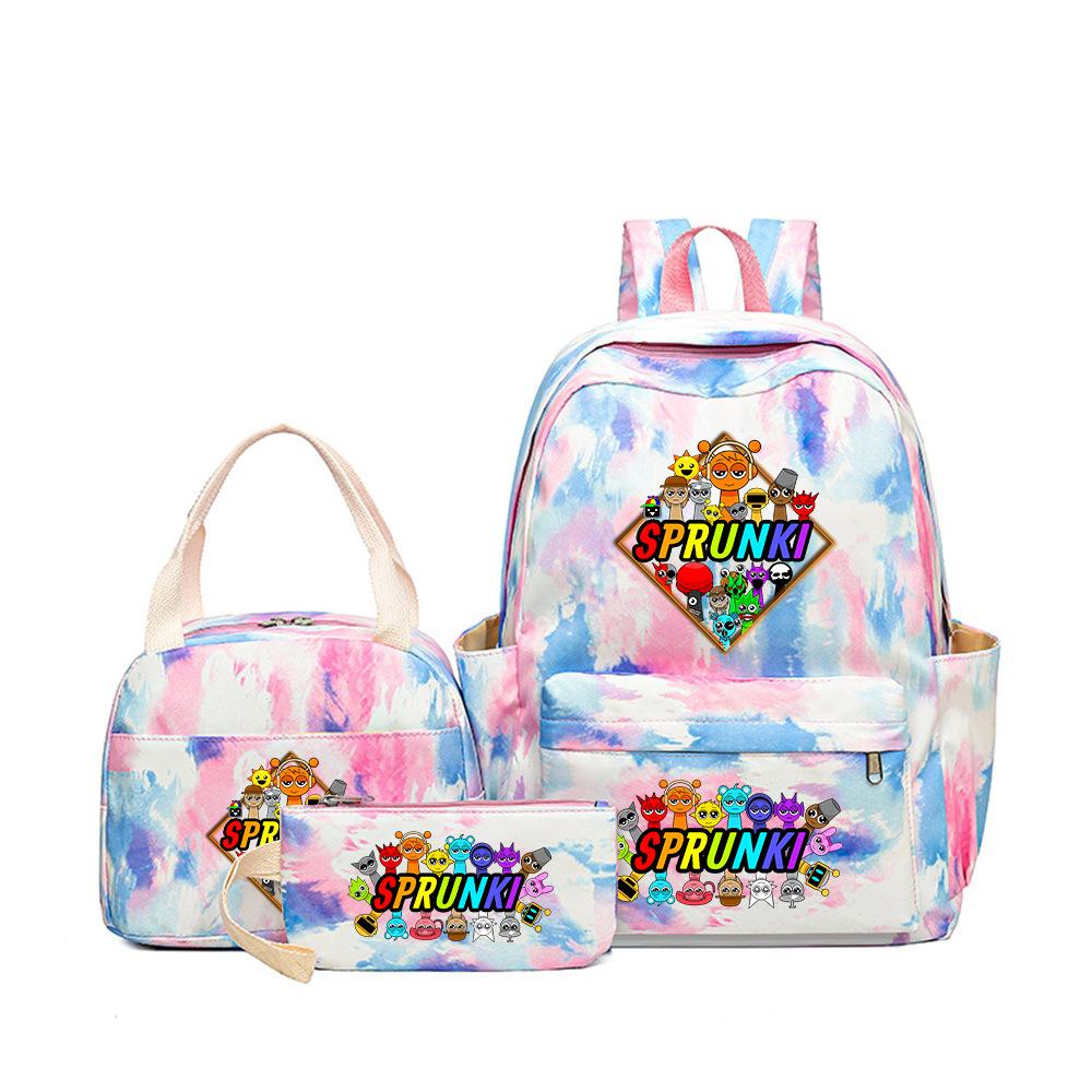 Rhythm Box Music Game Heat Transfer Backpack Sprunki Primary and Secondary School Students Children's Cute Schoolbag Three-piece Set