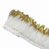 1 Yard Golden Dipped Goose Feather Trims White Plumes Ribbon Fringe For Handicraft Wedding Dress Decor Accessories Crafts
