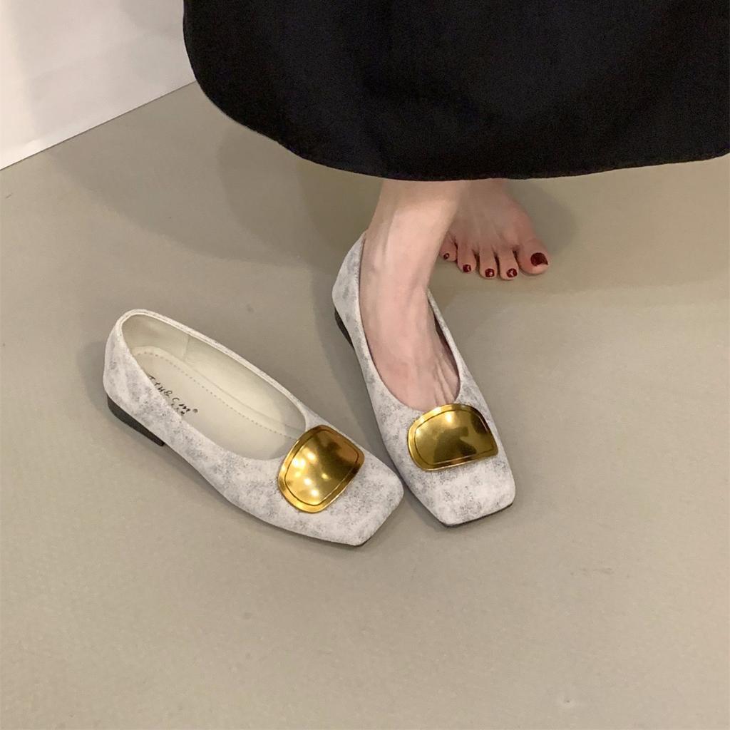 Thick heel square head retro suede single shoes women's shoes 2025 new spring and autumn soft sole not tired feet black commuter shoes