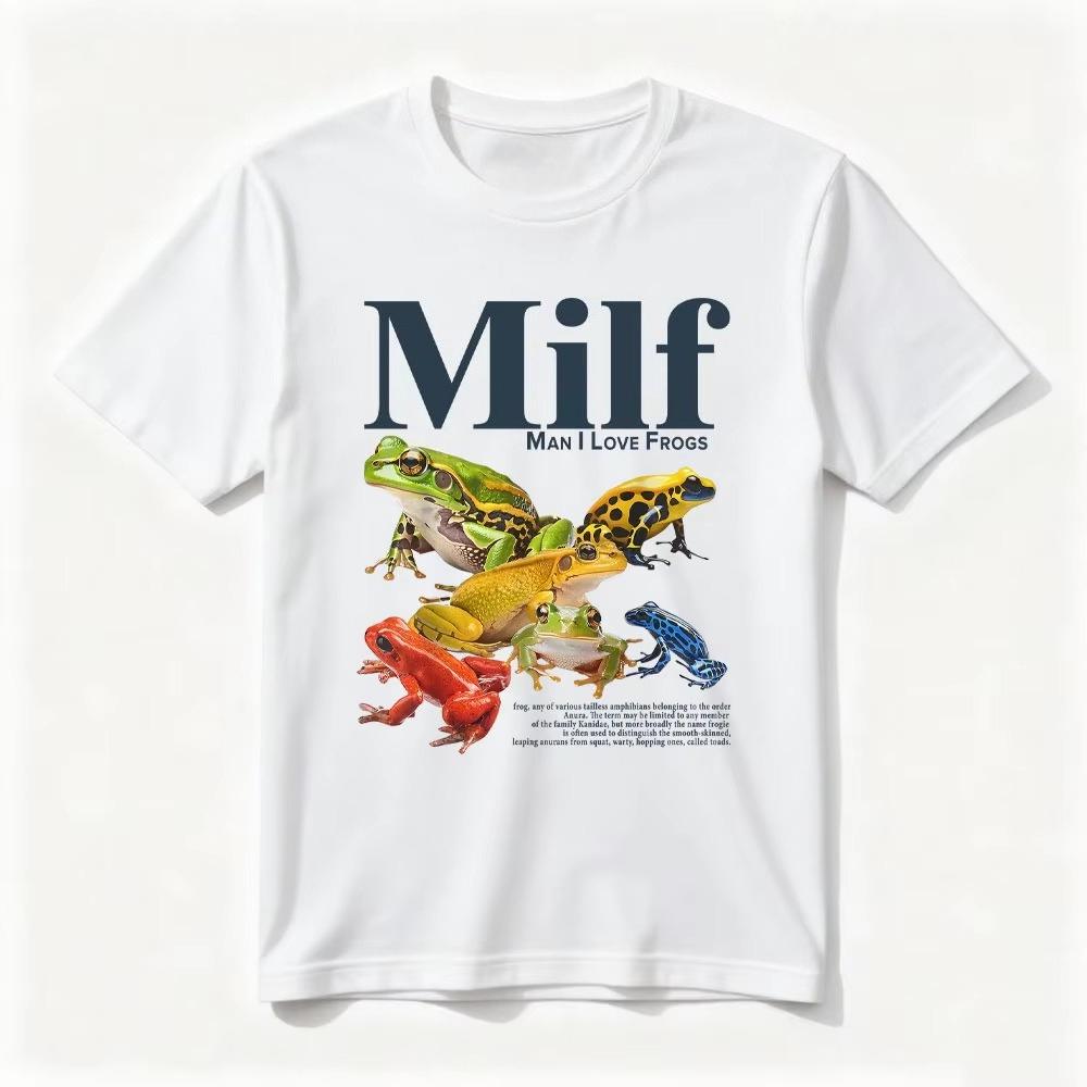 Sommer Herren und Damen Lustiger Buchstaben Frosch Druck Paar Rundhals T-Shirt 100% Reine Baumwolle Atmungsaktiv Täglich Kurzarm Shirt