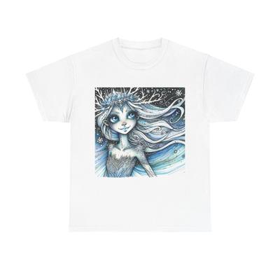 Unisex Erwachsenen T-Shirt Ätherische Schneekönigin Winterkunst Vintage Stil