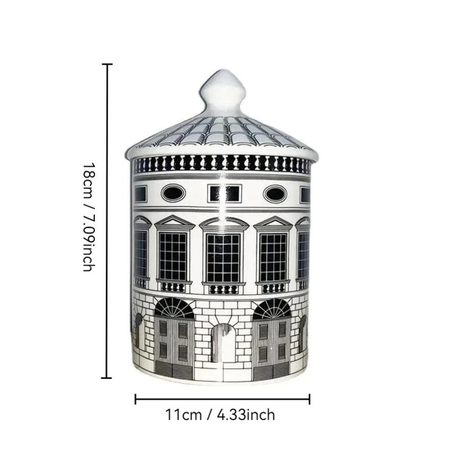 Creative Creative Black And White Architectural Art Ceramic Jar Candle Bottle Home Decor Jewelry Cosmetics Storage Jar Best Gift