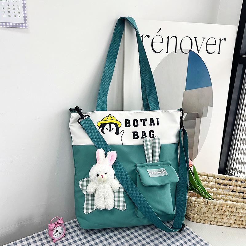 Tuition Bag Junior High School Students Large-capacity New Contrasting Color Shoulder Bag Sweet Messenger Bag