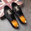 New Velvet Embroidery Patent Leather Casual Shoes For Men Slip On Loafers Moccasins Party Wedding Prom Flats Zapatillas Hombre
