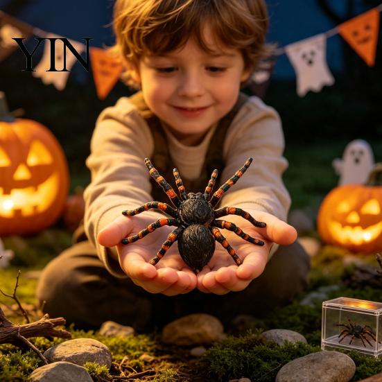 Gedetailleerd Spinnenornament voor Display Realistisch Beeldje, Levensgetrouw Nep Vogelspin Figuur, Plastic Dierlijk Arachnide Model Halloween Grappen Props,