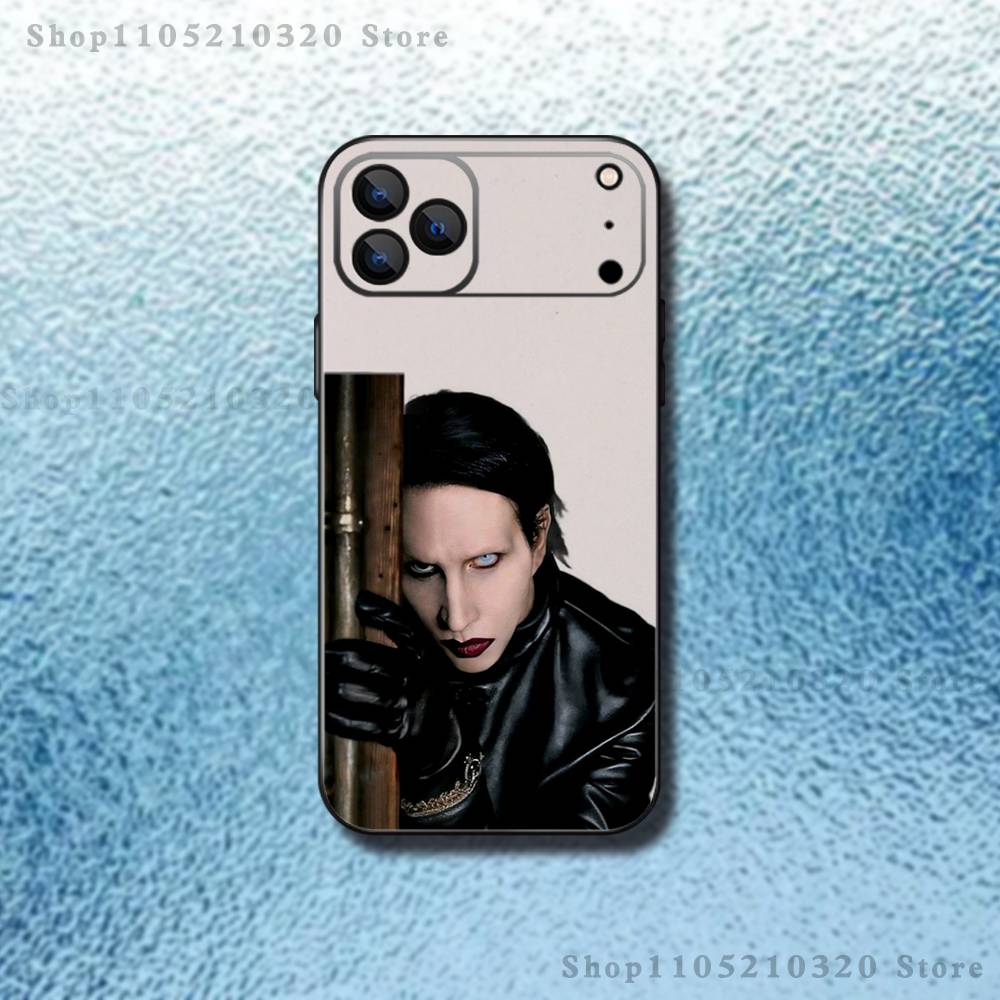 

Чехол для телефона M-Marilyn M-Manson для iPhone 17,16,15,14,13,12,11,Pro Max,XSX,,XR,SE,Mini,8,7, Мягкий силиконовый черный чехол iPhone17pro