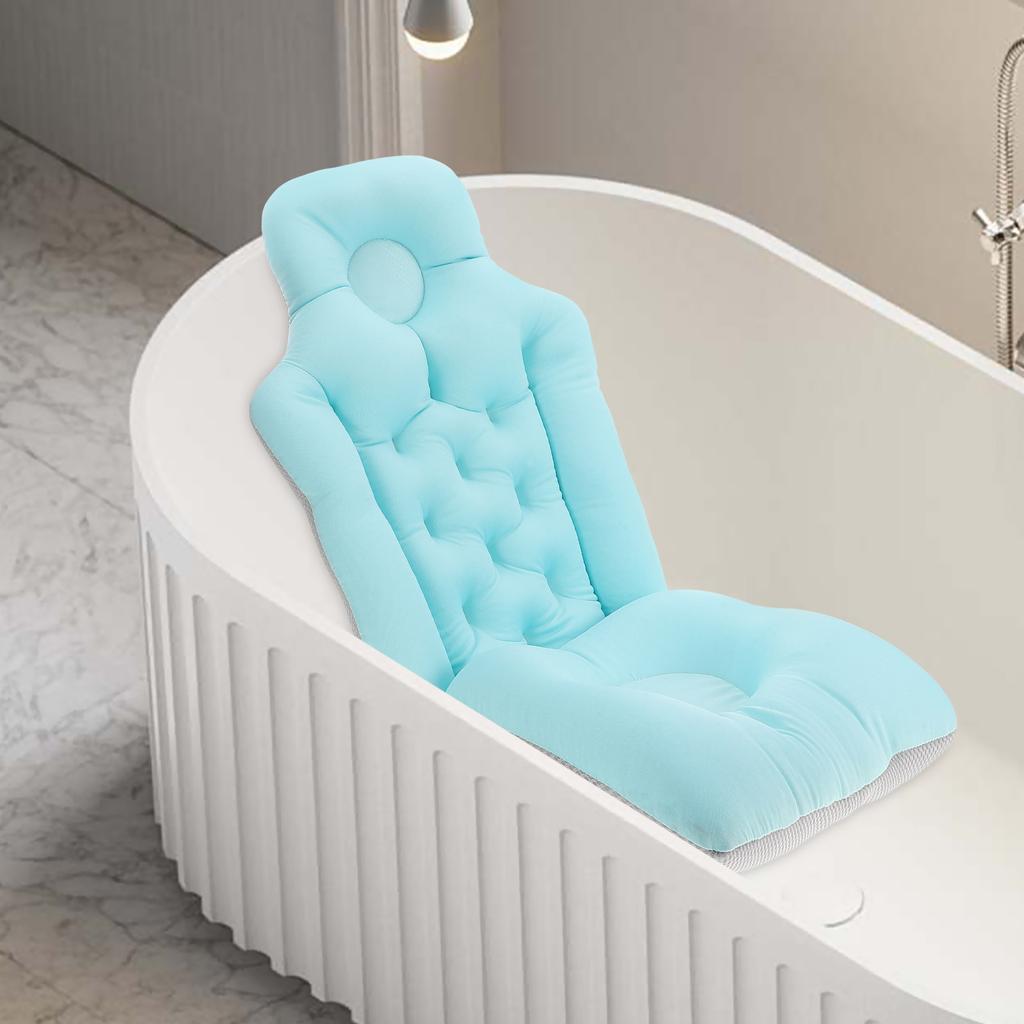 Full Body Bath Pillow Blue Bathtub Cushion Detachable Non-Slip Tub Pillow Seat Portable Shower Bath Mat Seat Bathtub