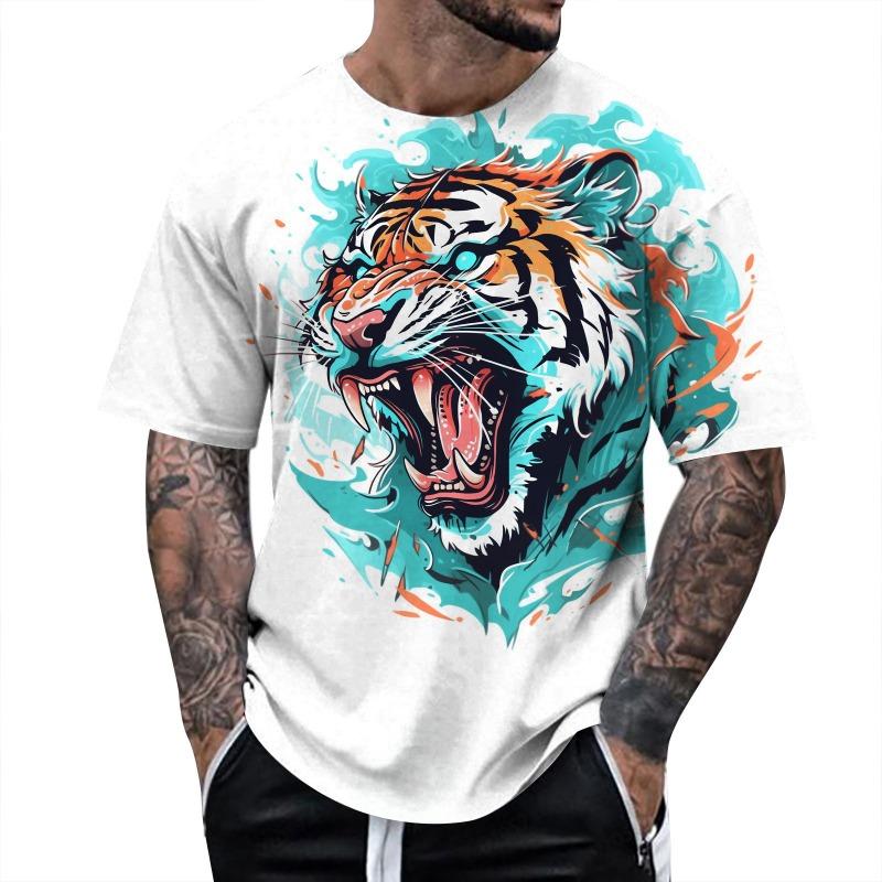 Summer Trend Short Sleeved 3D Digital Printed Animal Loose T-shirt Top