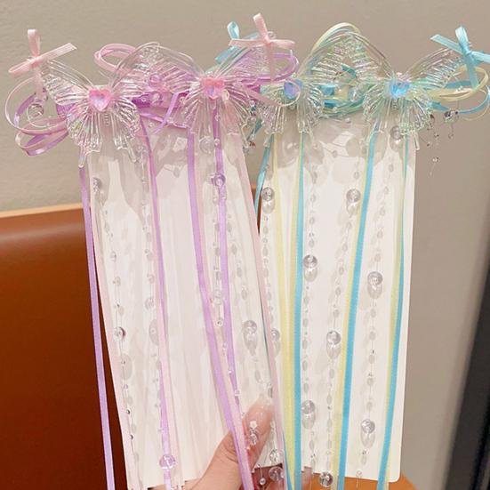Mädchen Haarnadel Schmetterlinge Langes Band Schleife Perlen Quaste Dekor Haarspange Kinder Erwachsene Haar Accessoires