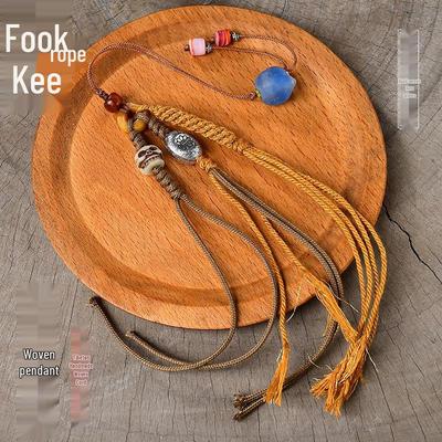 Tibetan Hand-Woven Yak Bone & Glass Tassel Lanyard Bag Charm