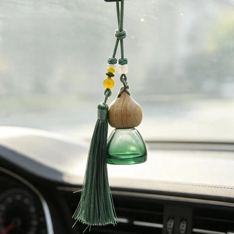 1Pcs Chinese Style Gourd-Shaped Car Essential Oil Diffuser Fragrance Air Freshener Perfume Empty Bottle Pendant With Tassel