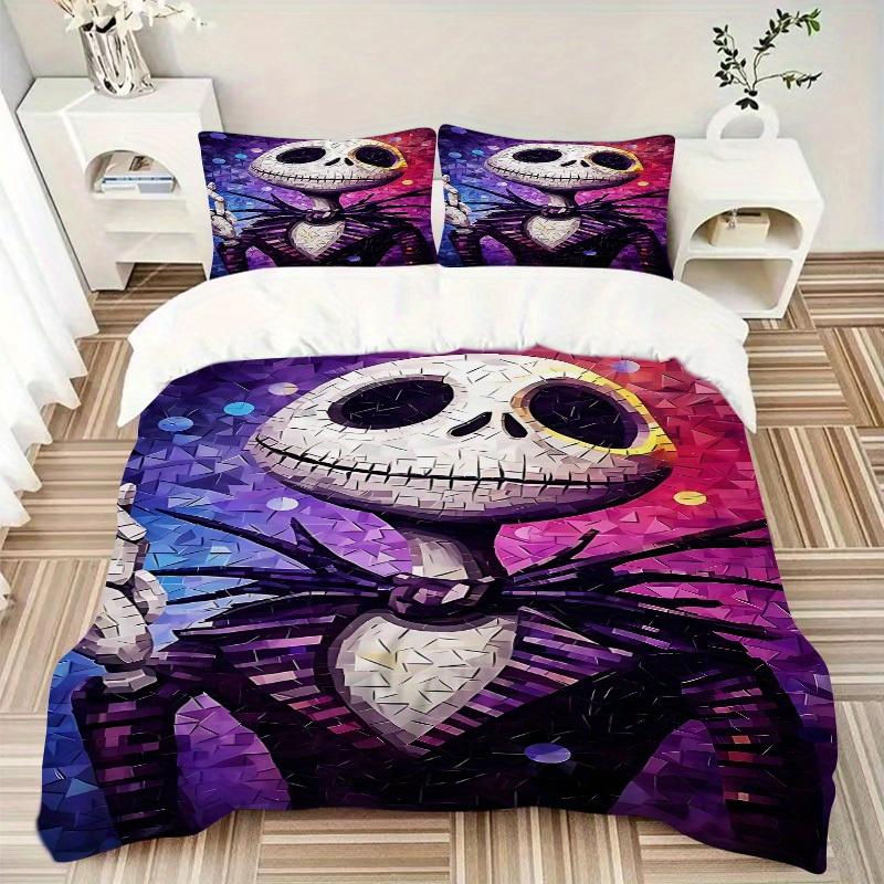 3pcs Set Nightmare Before Christmas Jack Skellington1pc of Quilt Cover+2pcs of Pillowcase, No Core, Print Bedding, All Seasons Bedroom Setting062