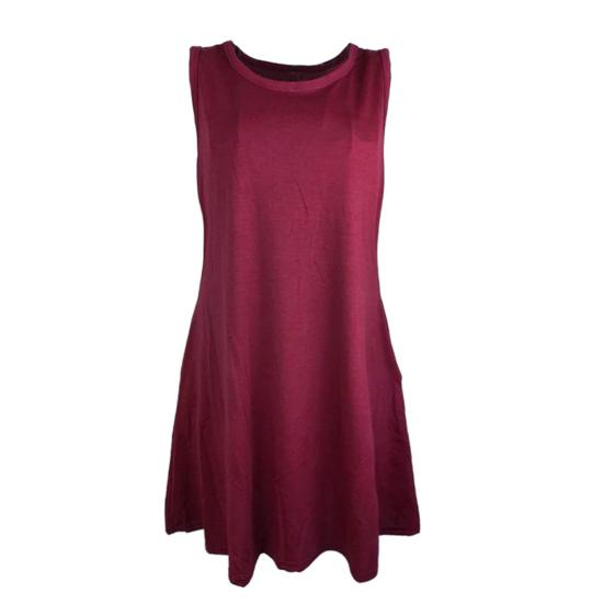 Vestido corto de verano con bolsillos, sin mangas, corte A, cuello redondo, color liso, largo por encima de la rodilla, ideal para citas, fiestas en la playa.