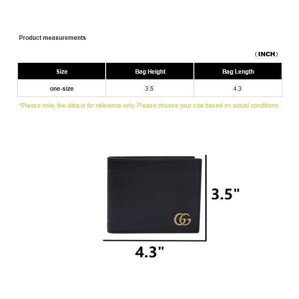 Gucci GG Marmont Logo Short Double Fold Leather Wallet Men Wallet Black 428726-DJ20T-1000