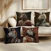 Zebra Dressed Up Portrait Cushion Cover Soft Short Plush Pillow Cover Smooth Cozy Texture Aesthetic Cushion Case Home Decor