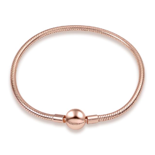 Bracelet Silver 925 Original Adjustable Fantasy Lucky Symbol Pink Flower Zircon Bracelets Fit DIY Charms Birthday Jewelry Gifts