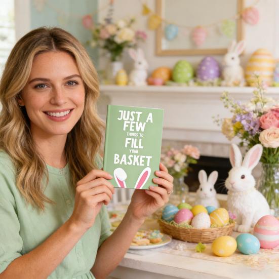 Just A Few Things Green Notebook Easter-Themed Creative Notepad with 21 Writing Prompts Compact Writing Journal for Gift Baskets